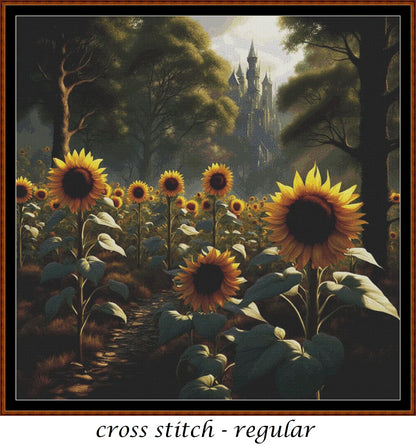 Expertly created from art by Mike Singleton, under Public Domain CC0 license, Sunflowers cross stitch patterns.