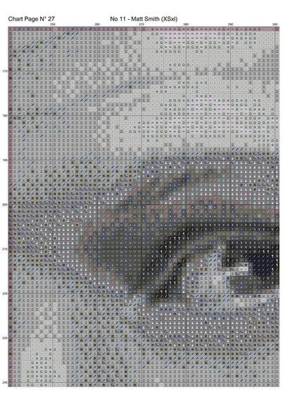 Expertly created cross stitch by Sam,  No 11 - Matt Smith Doctor Who cross stitch patterns.
