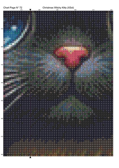 Expertly created from art by Bilal Bashir, under Public Domain CC0 license, Christmas Witchy Kitty cross stitch patterns.