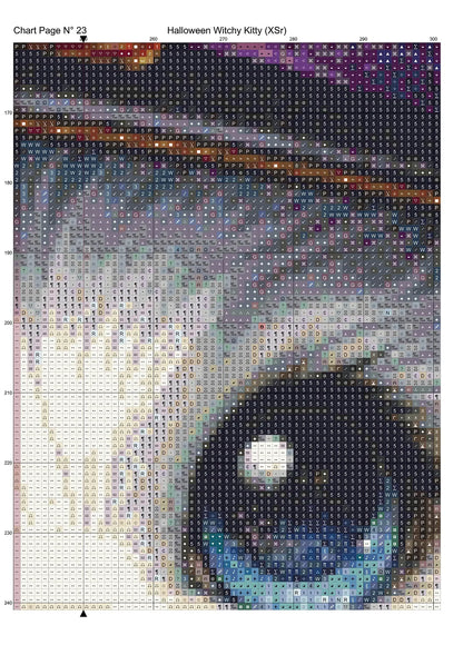 Expertly created from art by Bilal Bashir, under Public Domain CC0 license, Halloween Witchy Kitty cross stitch patterns.