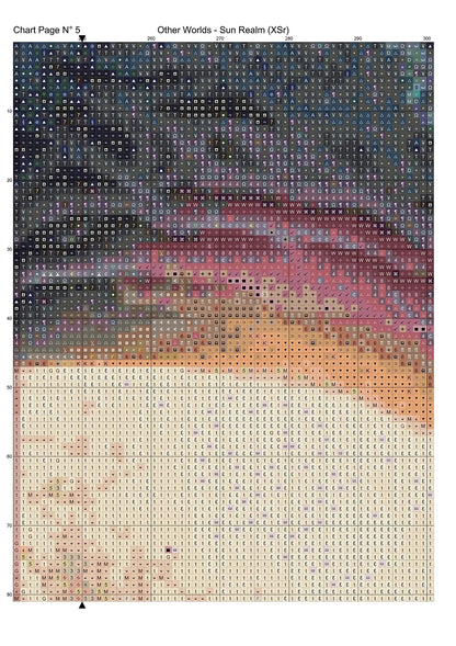 Expertly created from art by Alan Frijins, under Public Domain CC0 license, Other Worlds - Sun Realm cross stitch patterns.