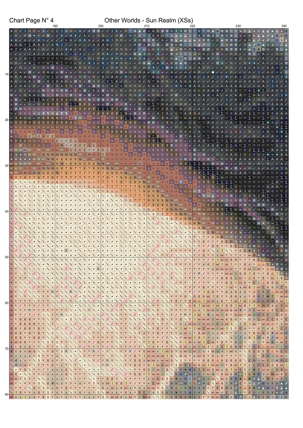Expertly created from art by Alan Frijins, under Public Domain CC0 license, Other Worlds - Sun Realm cross stitch patterns.