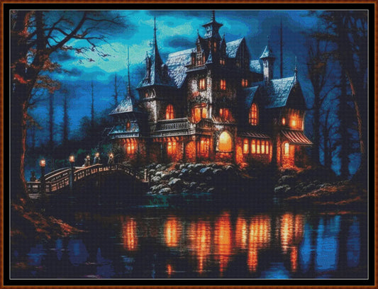 Expertly created from art by Alan Frijins, under Public Domain CC0 license, River Castle cross stitch patterns.
