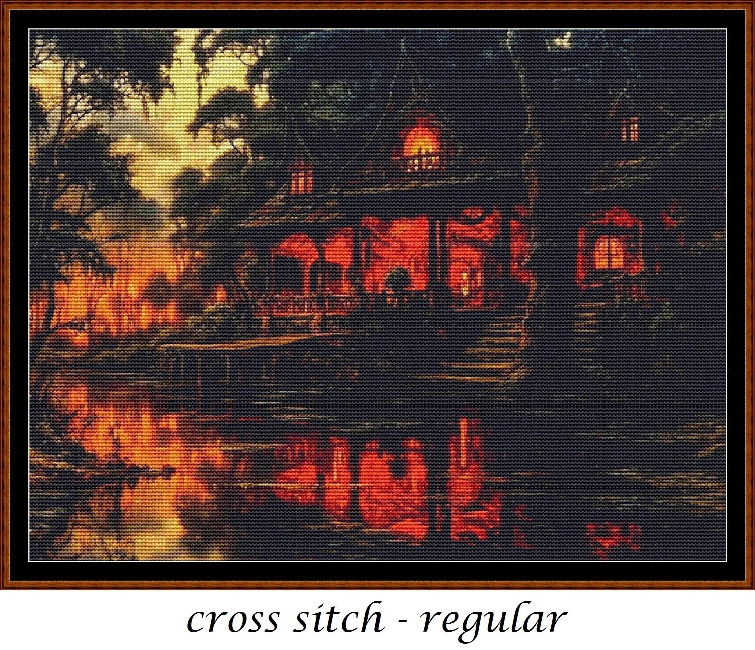 Expertly created from art by Alan Frijins, under Public Domain CC0 license, River Cottage cross stitch patterns.