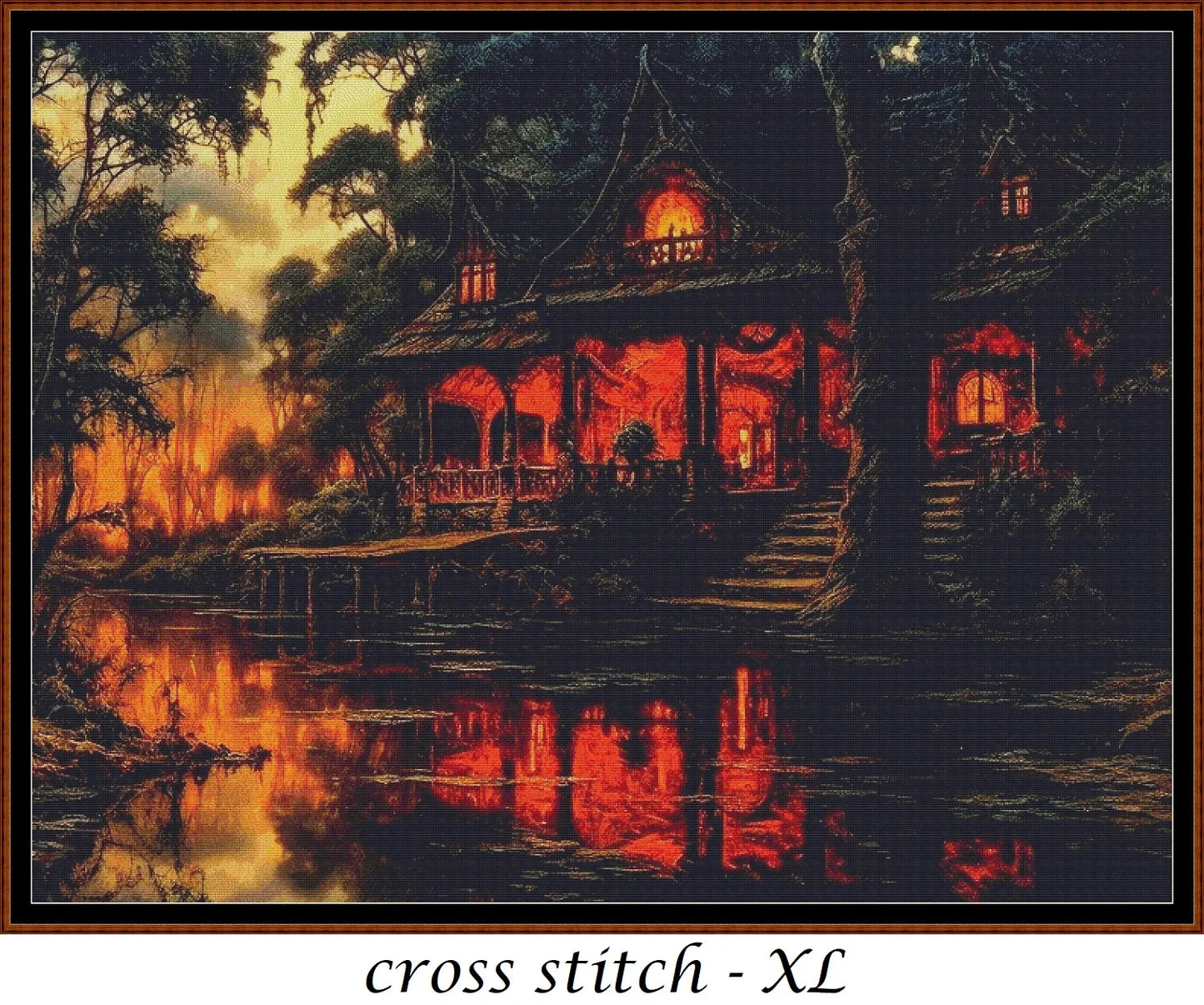 Expertly created from art by Alan Frijins, under Public Domain CC0 license, River Cottage cross stitch patterns.