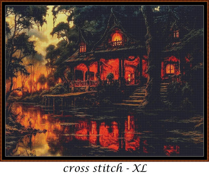 Expertly created from art by Alan Frijins, under Public Domain CC0 license, River Cottage cross stitch patterns.