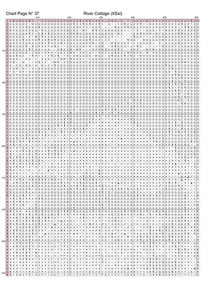 Expertly created from art by Alan Frijins, under Public Domain CC0 license, River Cottage cross stitch patterns.