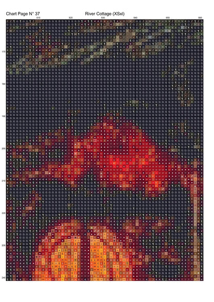 Expertly created from art by Alan Frijins, under Public Domain CC0 license, River Cottage cross stitch patterns.