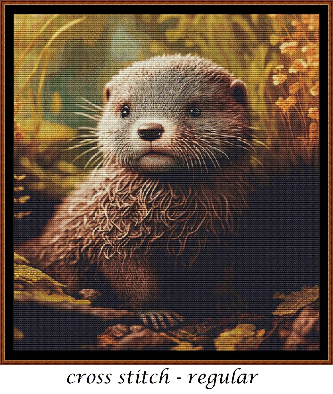 Expertly created from art by Alan Frijins, under Public Domain CC0 license, Forest Creatures - Otter cross stitch patterns.