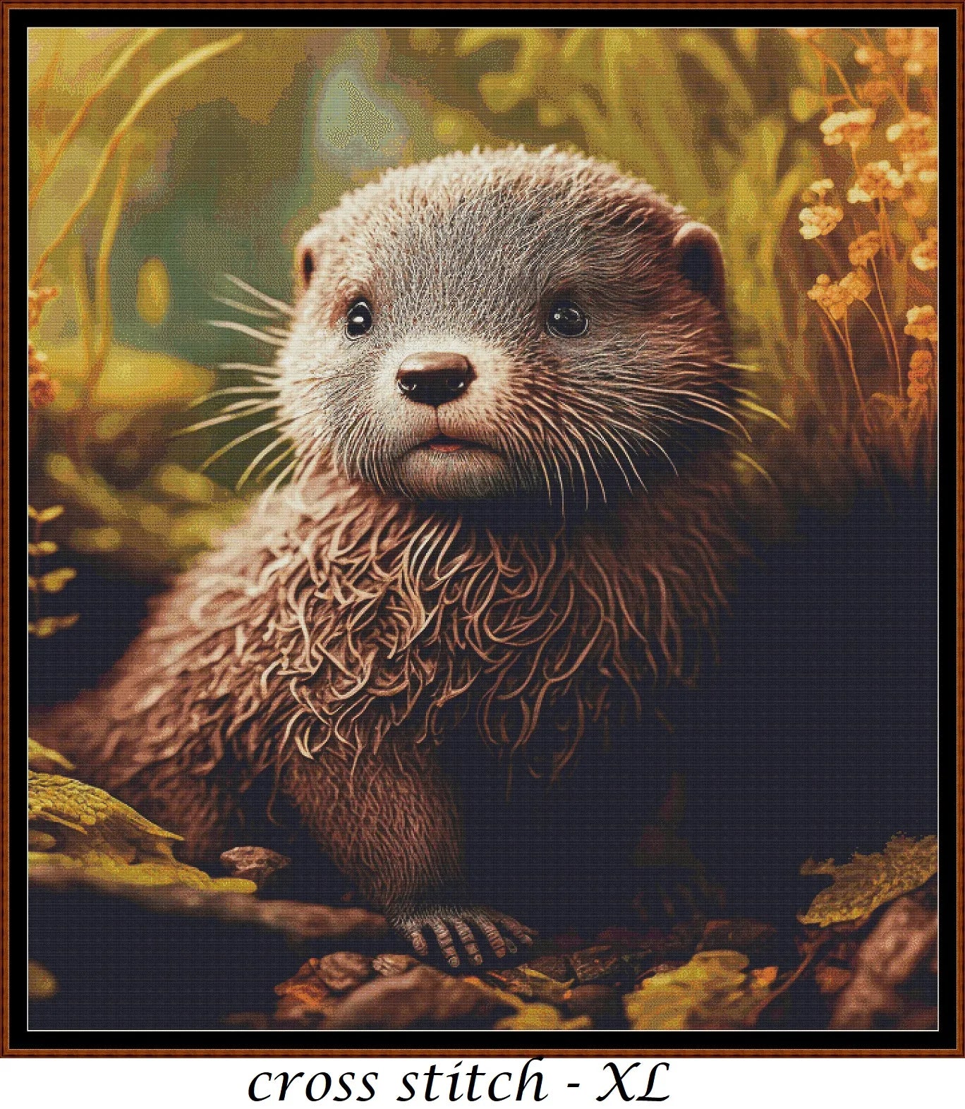 Expertly created from art by Alan Frijins, under Public Domain CC0 license, Forest Creatures - Otter cross stitch patterns.