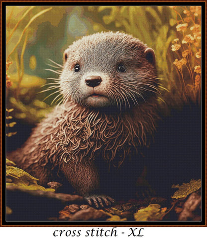 Expertly created from art by Alan Frijins, under Public Domain CC0 license, Forest Creatures - Otter cross stitch patterns.