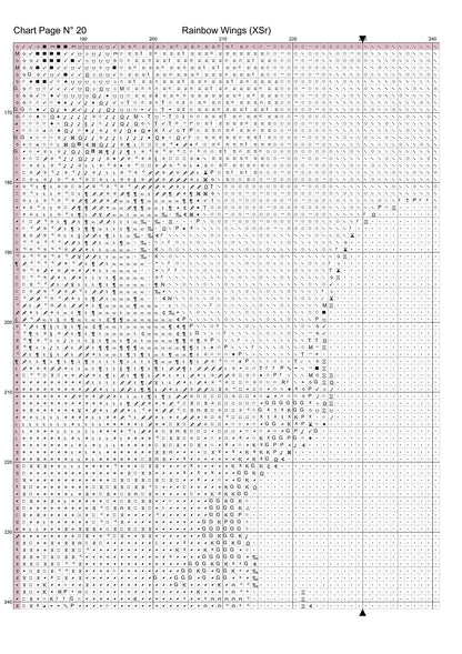 Expertly created from art by Nanne Tiggelman, under Public Domain CC0 license, Rainbow Wings cross stitch patterns.