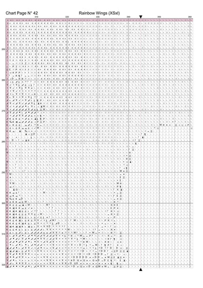 Expertly created from art by Nanne Tiggelman, under Public Domain CC0 license, Rainbow Wings cross stitch patterns.