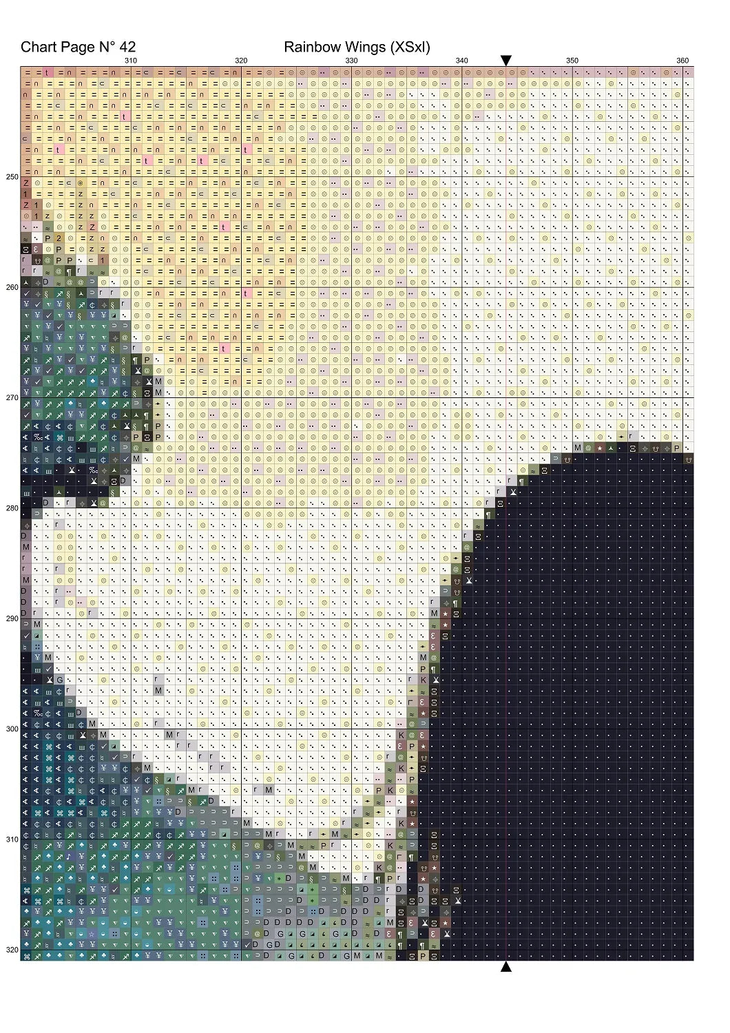 Expertly created from art by Nanne Tiggelman, under Public Domain CC0 license, Rainbow Wings cross stitch patterns.