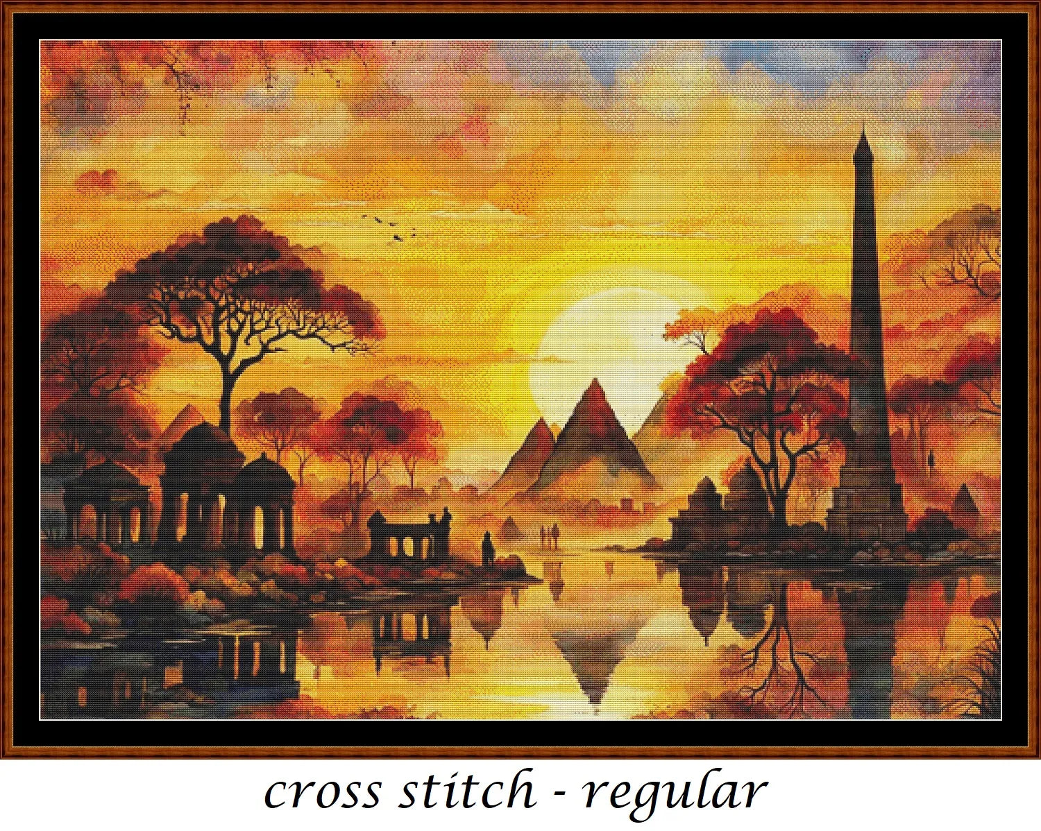 Expertly created from art by Nanne Tiggelman, under Public Domain CC0 license, Monuments cross stitch patterns. Monuments is a fantasy scene cross stitch pattern that comes as a full coverage pattern with no back-stitching. Monuments is available in 2 different design sizes - cross stitch regular & XL And each sale includes both B&W and colour charts
