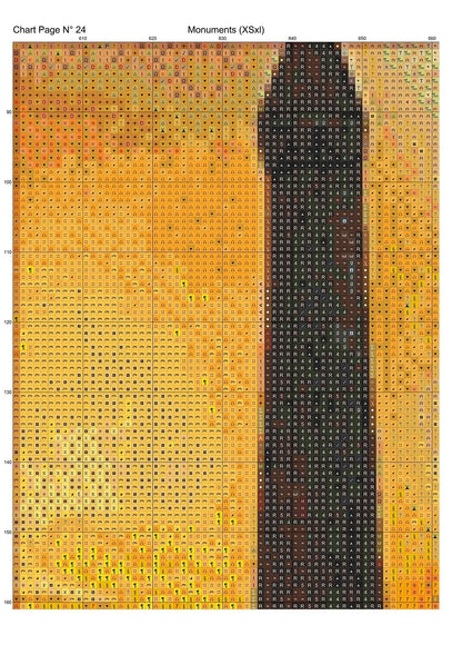 Expertly created from art by Nanne Tiggelman, under Public Domain CC0 license, Monuments cross stitch patterns. Monuments is a fantasy scene cross stitch pattern that comes as a full coverage pattern with no back-stitching. Monuments is available in 2 different design sizes - cross stitch regular & XL And each sale includes both B&W and colour charts