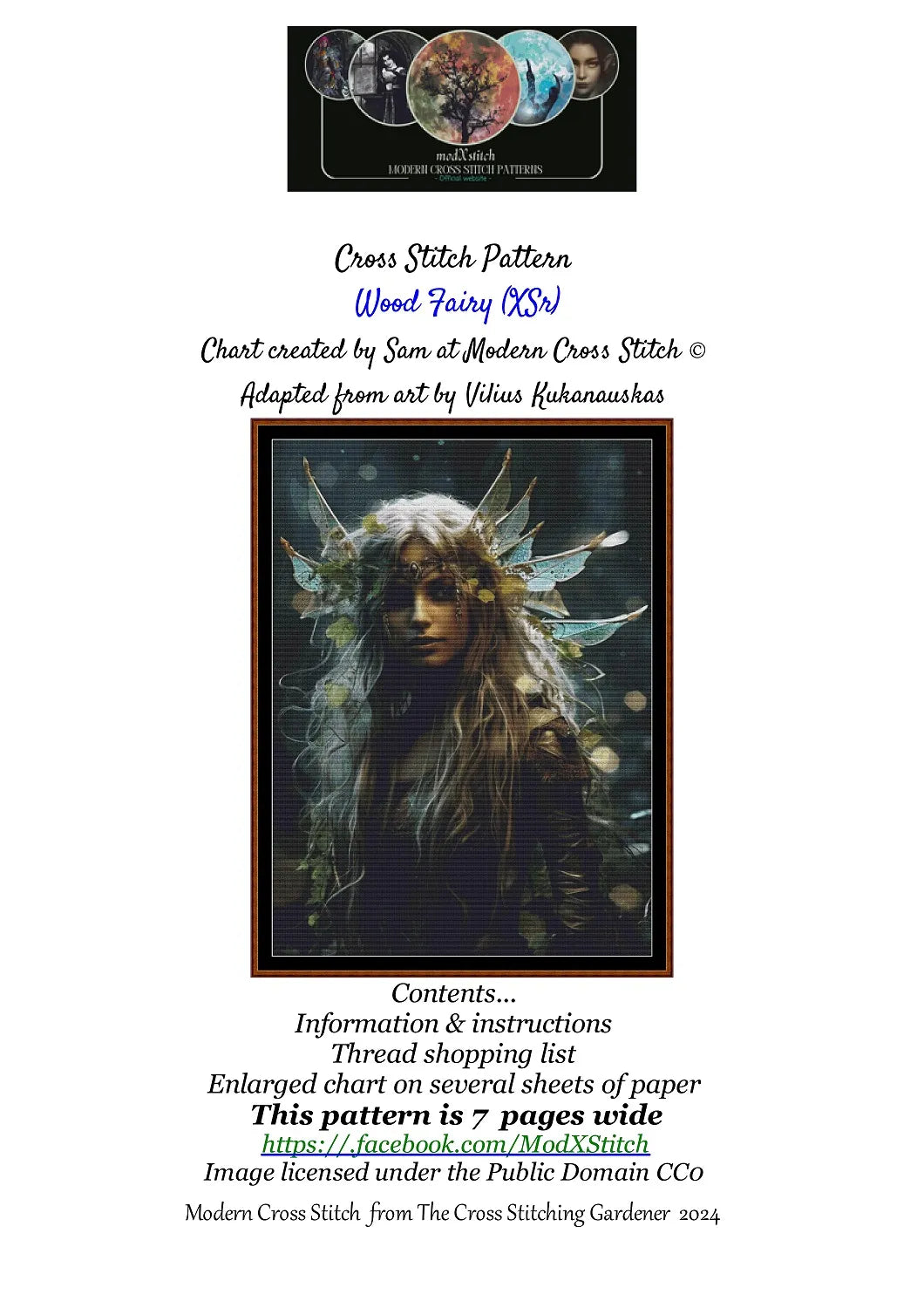 Expertly created from art by Vilius Kuknauskas, under Public Domain CC0 license, Monuments patterns. Wood Fairy is a fantasy scene cross stitch pattern that comes as a full coverage pattern with no back-stitching. Wood Fairy is available in 2 different design sizes - cross stitch regular & XL And each sale includes both B&W and colour charts