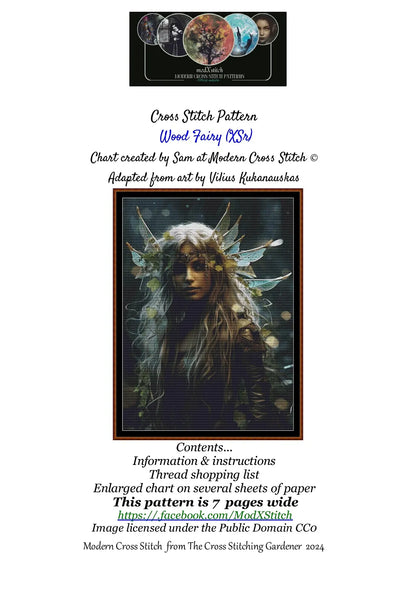 Expertly created from art by Vilius Kuknauskas, under Public Domain CC0 license, Monuments patterns. Wood Fairy is a fantasy scene cross stitch pattern that comes as a full coverage pattern with no back-stitching. Wood Fairy is available in 2 different design sizes - cross stitch regular & XL And each sale includes both B&W and colour charts