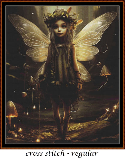 Expertly created from art by Vilius Kuknauskas, under Public Domain CC0 license, Fairy Child cross stitch patterns. Fairy Child is a fantasy scene pattern that comes as a full coverage pattern with no back-stitching. Fairy Child is available in 2 different design sizes - cross stitch regular & XL And each sale includes both B&W and colour charts