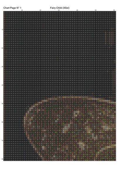 Expertly created from art by Vilius Kuknauskas, under Public Domain CC0 license, Fairy Child cross stitch patterns. Fairy Child is a fantasy scene pattern that comes as a full coverage pattern with no back-stitching. Fairy Child is available in 2 different design sizes - cross stitch regular & XL And each sale includes both B&W and colour charts