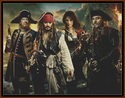 Pirates 4 cross stitch patterns expertly created by Sam Pirates 4 is a swash-buckling pattern that comes as a full coverage pattern with no back-stitching. Additionally, Pirates 4 is available in 2 different design sizes - cross stitch regular & XL And each sale includes both B&W and colour charts