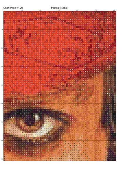 Pirates 1 cross stitch patterns expertly created by Sam Pirates 1 is a swash-buckling cross stitch pattern that comes as a full coverage pattern with no back-stitching. Additionally, the Original Four is available in 2 different design sizes - cross stitch regular & XL And each sale includes both B&W and colour charts