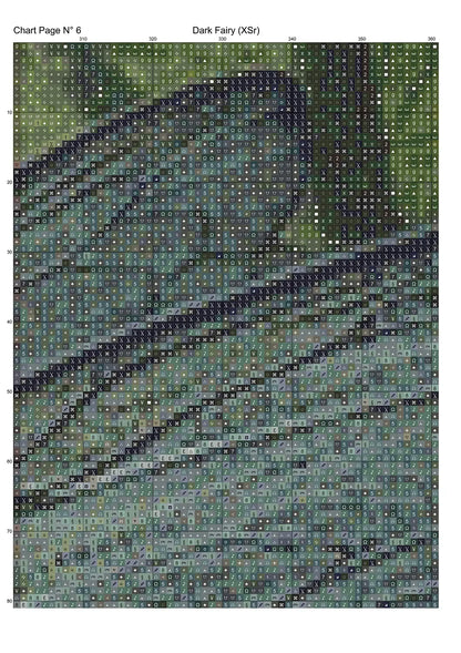 Expertly created from art by Ennaej, under Public Domain CC0 license,Dark Fairy patterns. Dark Fairy is a fantasy scene pattern that comes as a full coverage pattern with no back-stitching. Additionally, Dark Fairy  is available in 2 different design sizes - cross stitch regular & XL And each sale includes both B&W and colour charts