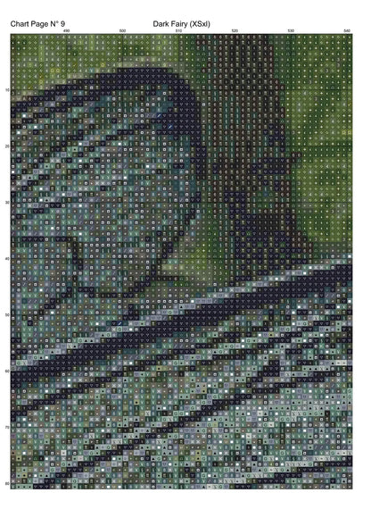 Expertly created from art by Ennaej, under Public Domain CC0 license,Dark Fairy patterns. Dark Fairy is a fantasy scene pattern that comes as a full coverage pattern with no back-stitching. Additionally, Dark Fairy  is available in 2 different design sizes - cross stitch regular & XL And each sale includes both B&W and colour charts