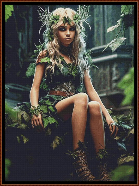 Expertly created from art by Ralf Seemann, under Public Domain CC0 license, Ivy patterns. Ivy is a fantasy scene pattern that comes as a full coverage pattern with no back-stitching. Additionally, Ivy  is available in 2 different design sizes - cross stitch regular & XL And each sale includes both B&W and colour charts