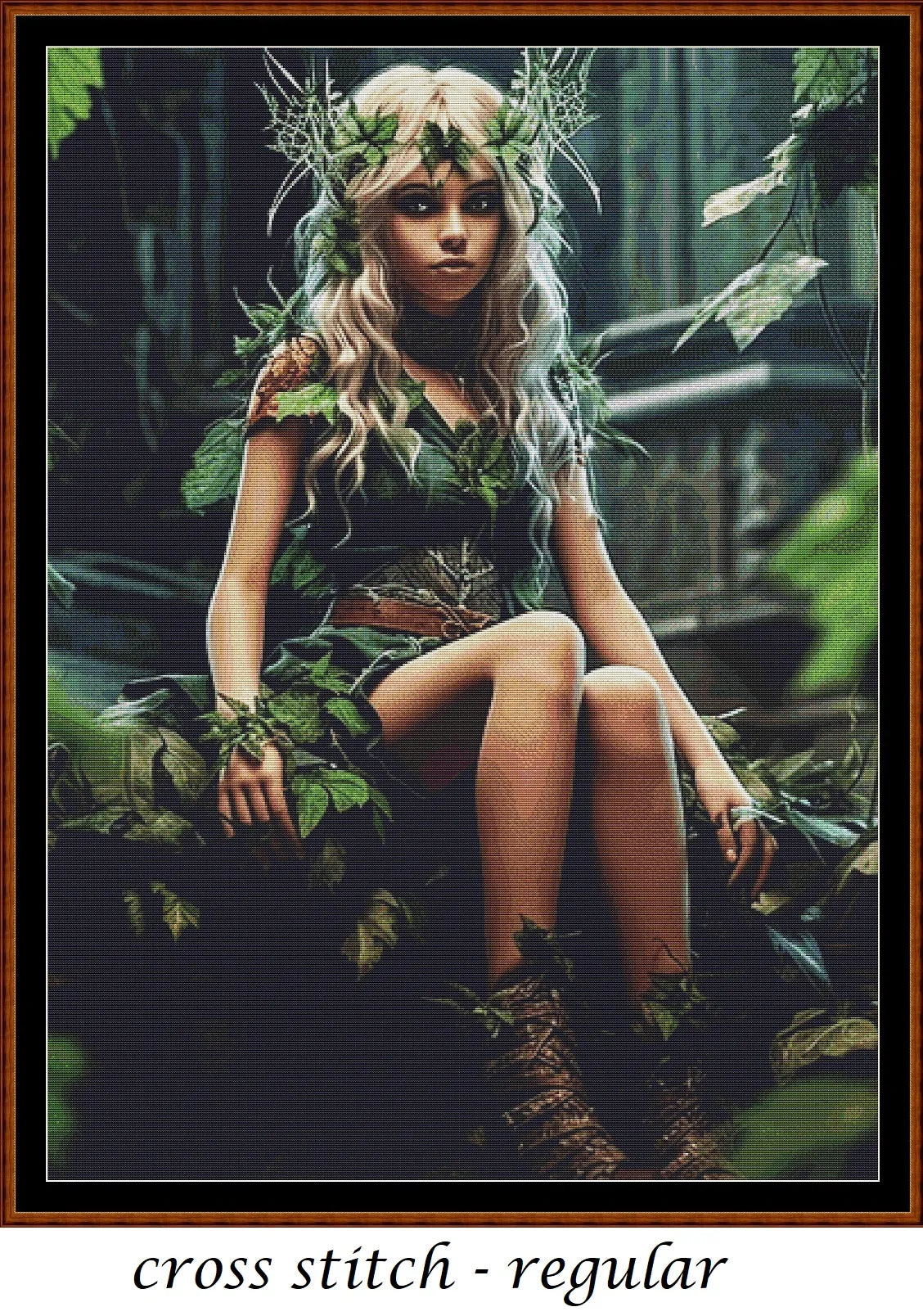 Expertly created from art by Ralf Seemann, under Public Domain CC0 license, Ivy patterns. Ivy is a fantasy scene pattern that comes as a full coverage pattern with no back-stitching. Additionally, Ivy  is available in 2 different design sizes - cross stitch regular & XL And each sale includes both B&W and colour charts