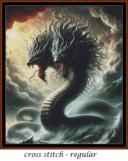 Expertly created from art by Keila Maria, under Public Domain CC0 license, Sea Monster patterns. Sea Monster is an impressive sea dragon pattern that comes as a full coverage pattern with no back-stitching. Additionally, Sea Monster is available in 2 different design sizes - cross stitch regular & XL And each sale includes both B&W and colour charts