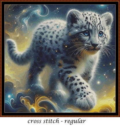 Expertly created from art by Brigitte Werner, under Public Domain CC0 license, Snow Leopard Kitty patterns. Snow Leopard Kitty is a cute feline cross stitch pattern that comes as a full coverage pattern with no back-stitching. Additionally, Snow Leopard Kitty is available in 2 different design sizes - cross stitch regular & XL And each sale includes both B&W and colour charts
