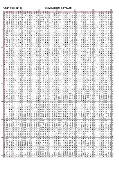 Expertly created from art by Brigitte Werner, under Public Domain CC0 license, Snow Leopard Kitty patterns. Snow Leopard Kitty is a cute feline cross stitch pattern that comes as a full coverage pattern with no back-stitching. Additionally, Snow Leopard Kitty is available in 2 different design sizes - cross stitch regular & XL And each sale includes both B&W and colour charts