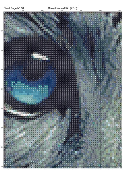 Expertly created from art by Brigitte Werner, under Public Domain CC0 license, Snow Leopard Kitty patterns. Snow Leopard Kitty is a cute feline cross stitch pattern that comes as a full coverage pattern with no back-stitching. Additionally, Snow Leopard Kitty is available in 2 different design sizes - cross stitch regular & XL And each sale includes both B&W and colour charts