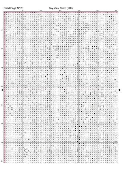 Expertly created from art by Brigitte Werner, under Public Domain CC0 license, Sky View Swim cross stitch patterns. Sky View Swim is a fantasy swan pattern that comes as a full coverage pattern with no back-stitching. Additionally, Sky View Swim is available in 2 different design sizes - cross stitch regular & XL And each sale includes both B&W and colour charts