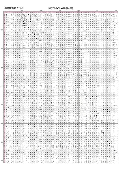 Expertly created from art by Brigitte Werner, under Public Domain CC0 license, Sky View Swim cross stitch patterns. Sky View Swim is a fantasy swan pattern that comes as a full coverage pattern with no back-stitching. Additionally, Sky View Swim is available in 2 different design sizes - cross stitch regular & XL And each sale includes both B&W and colour charts