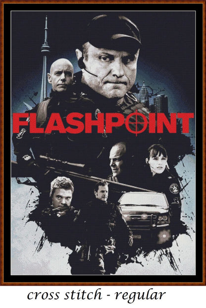 Expertly created by Sam, Flashpoint patterns. Flashpoint is an action crime TV show pattern that comes as a full coverage pattern with no back-stitching. Additionally, Flashpoint is available in 2 different design sizes - cross stitch regular & XL And each sale includes both B&W and colour charts