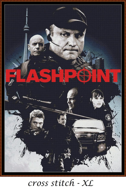 Expertly created by Sam, Flashpoint patterns. Flashpoint is an action crime TV show pattern that comes as a full coverage pattern with no back-stitching. Additionally, Flashpoint is available in 2 different design sizes - cross stitch regular & XL And each sale includes both B&W and colour charts