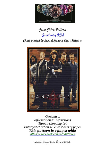 Expertly created by Sam, Sanctuary patterns. Sanctuary is a fantasy TV show pattern that comes as a full coverage pattern with no back-stitching. Additionally, Sanctuary is available in 2 different design sizes - cross stitch regular & XL And each sale includes both B&W and colour charts