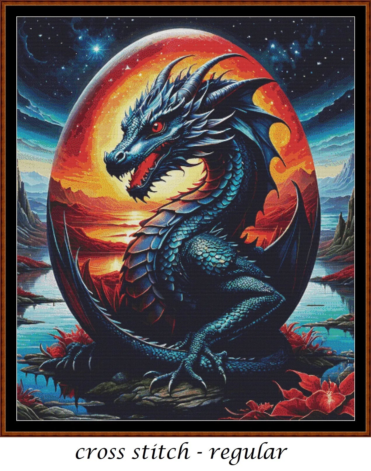 Expertly created from art by CrimsonMystique, under Public Domain CC0 license, Fire Dragon Egg patterns. Fire Dragon Egg is a fantasy swan pattern that comes as a full coverage pattern with no back-stitching. Additionally, Fire Dragon Egg is available in 2 different design sizes - cross stitch regular & XL And each sale includes both B&W and colour charts