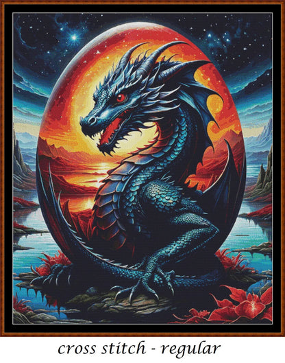 Expertly created from art by CrimsonMystique, under Public Domain CC0 license, Fire Dragon Egg patterns. Fire Dragon Egg is a fantasy swan pattern that comes as a full coverage pattern with no back-stitching. Additionally, Fire Dragon Egg is available in 2 different design sizes - cross stitch regular & XL And each sale includes both B&W and colour charts