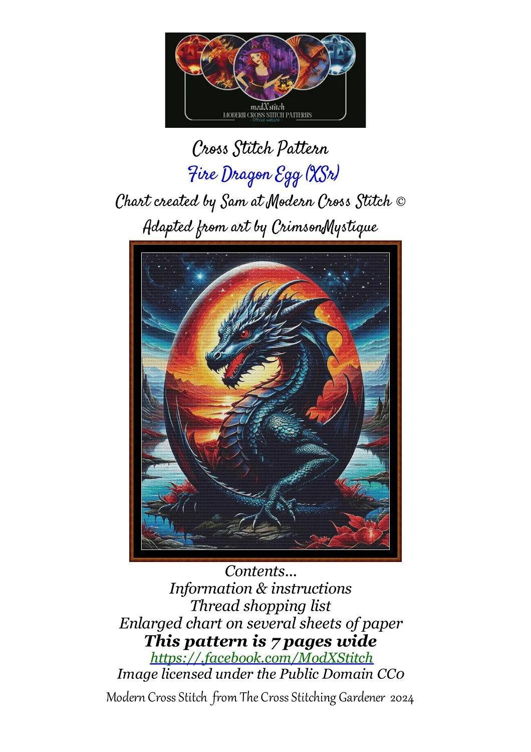 Expertly created from art by CrimsonMystique, under Public Domain CC0 license, Fire Dragon Egg patterns. Fire Dragon Egg is a fantasy swan pattern that comes as a full coverage pattern with no back-stitching. Additionally, Fire Dragon Egg is available in 2 different design sizes - cross stitch regular & XL And each sale includes both B&W and colour charts