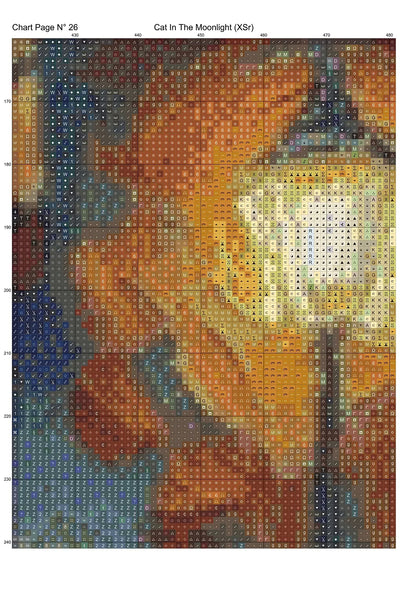 Expertly created from art by Asayuki, under Public Domain CC0 license, Cat In The Moonlight patterns. Cat In The Moonlight is a feline art pattern that comes as a full coverage pattern with no back-stitching. Additionally, Cat In The Moonlight is available in 2 different design sizes - cross stitch regular & XL And each sale includes both B&W and colour charts