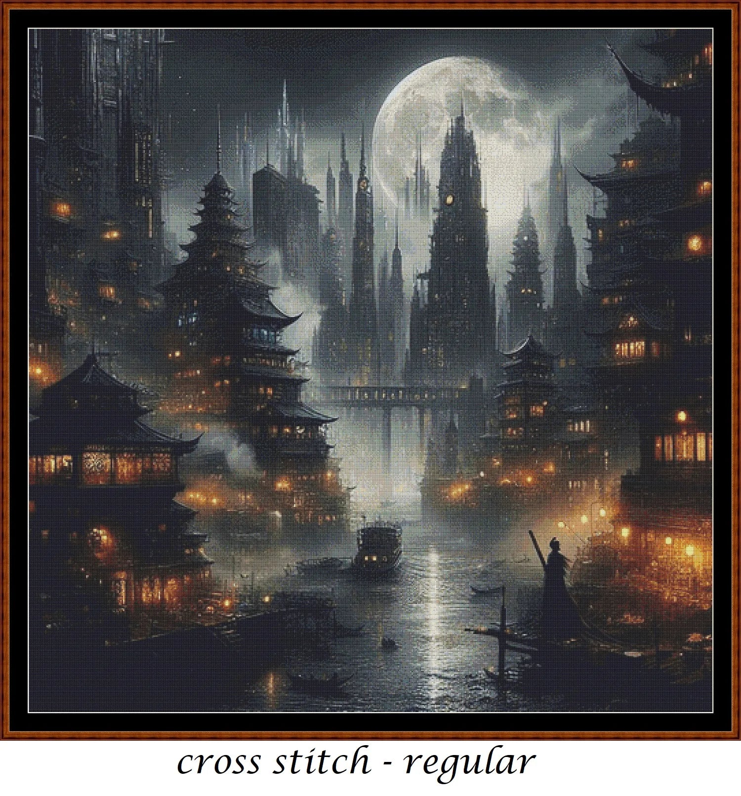 Expertly created from art by Asayuki, under Public Domain CC0 license, Lunar Harbour patterns. Lunar Harbour is a fantasy scifi pattern that comes as a full coverage pattern with no back-stitching. Additionally, Lunar Harbour is available in 2 different design sizes - cross stitch regular & XL And each sale includes both B&W and colour charts