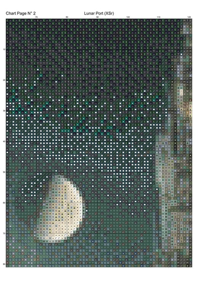 Expertly created from art by Asayuki, under Public Domain CC0 license, Lunar Port patterns. Lunar Port is a fantasy scifi pattern that comes as a full coverage pattern with no back-stitching. Additionally, Lunar Port is available in 2 different design sizes - cross stitch regular & XL And each sale includes both B&W and colour charts