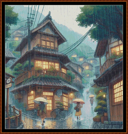 Expertly created from art by Asayuki, under Public Domain CC0 license, Rainy Walk patterns. Rainy Walk is a fantasy oriental village pattern that comes as a full coverage pattern with no back-stitching. Additionally, Rainy Walk is available in 2 different design sizes - cross stitch regular & XL And each sale includes both B&W and colour charts