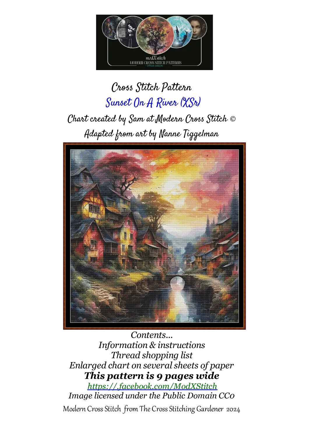 Expertly created from art by Nanne Tiggelman, under Public Domain CC0 license, Sunset On A River patterns. Sunset On A River is a fantasy scene pattern that comes as a full coverage pattern with no back-stitching. Additionally, Sunset On A River is available in 2 different design sizes - cross stitch regular & XL And each sale includes both B&W and colour charts