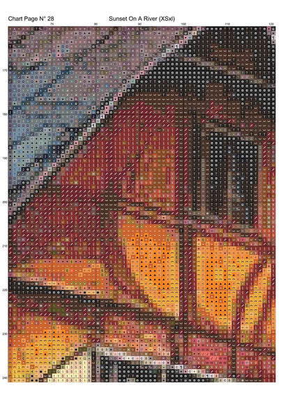 Expertly created from art by Nanne Tiggelman, under Public Domain CC0 license, Sunset On A River patterns. Sunset On A River is a fantasy scene pattern that comes as a full coverage pattern with no back-stitching. Additionally, Sunset On A River is available in 2 different design sizes - cross stitch regular & XL And each sale includes both B&W and colour charts