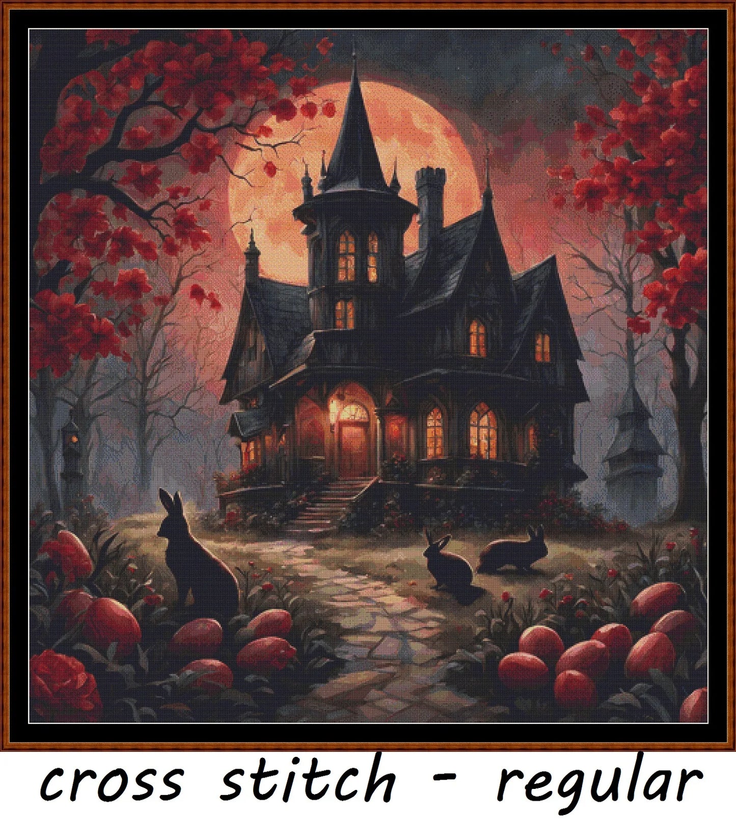 Expertly created from art by CrimsonMystique, under Public Domain CC0 license, Red Moon patterns. Red Moon is a witch pattern that comes as a full coverage pattern with no back-stitching. Additionally, Red Moon is available in 2 different design sizes - cross stitch regular & XL And each sale includes both B&W and colour charts