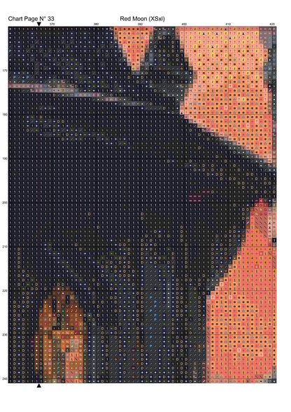 Expertly created from art by CrimsonMystique, under Public Domain CC0 license, Red Moon patterns. Red Moon is a witch pattern that comes as a full coverage pattern with no back-stitching. Additionally, Red Moon is available in 2 different design sizes - cross stitch regular & XL And each sale includes both B&W and colour charts